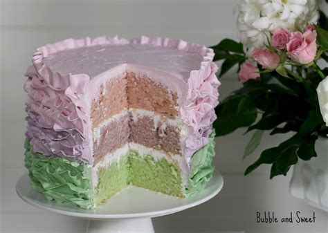 Bubble And Sweet How To Make A Ruffled Buttercream Rainbow Cake