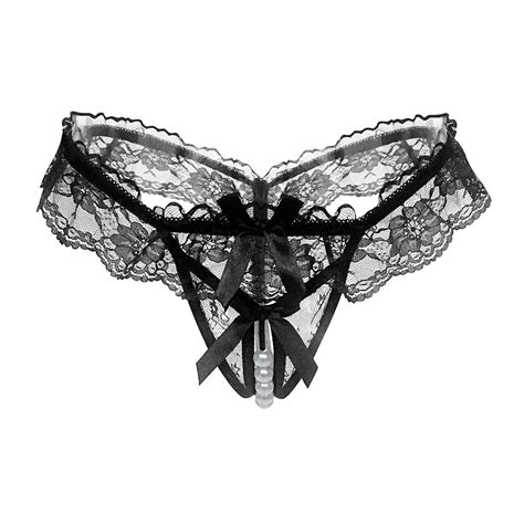 hot selling sexy women open crotch g string briefs lace crotchless pearl underwear lingerie