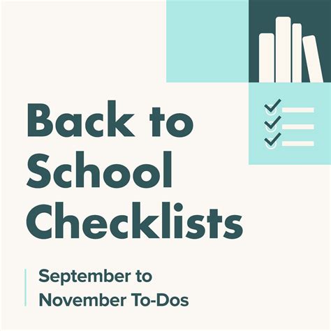 2019 Back To School Three Month Checklists September To November