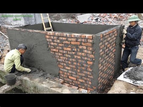 We build a new tank from concrete blocks. How To Build Toilet Septic Tank Part 2 - Rendering Sand ...