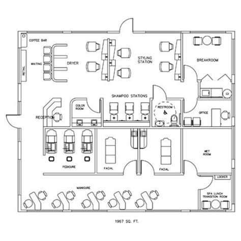 Salon And Spa Design Floorplan Layout 1967 Square Feet Spa Design