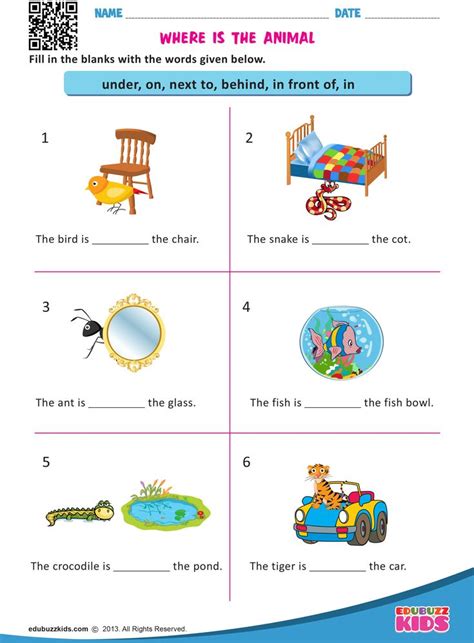 Preposition For 2nd Grade Worksheet