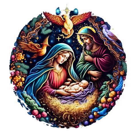 Colorful Christmas Holy Family Artwork Birth Of Jesus Christ, Jesus