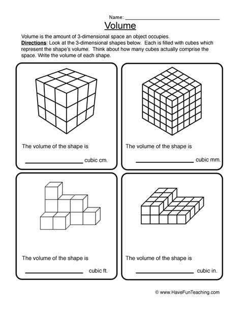 Volume Worksheet With Cubes