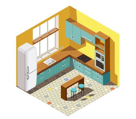 Download Kitchen Interior Isometric Scene For Free Kitchen Interior