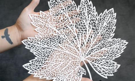 Hand Cutting An Intricate Paper Leaf Stencil The Kid Should See This