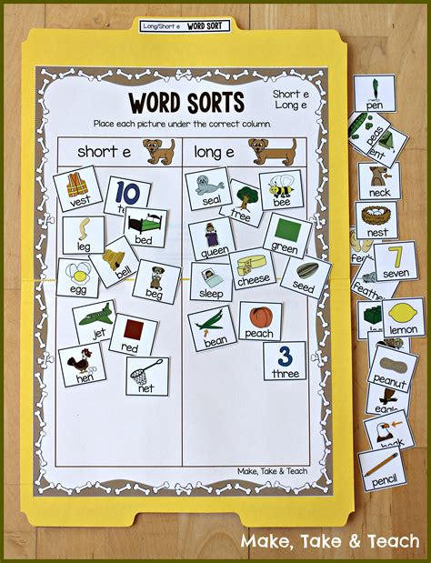 Teaching Long And Short Vowel Sounds Using Picture Sorting Make Take