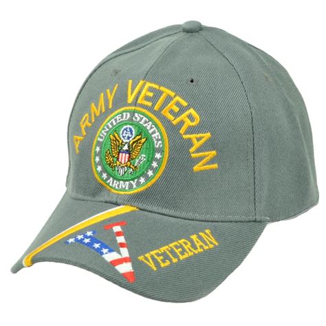 United States Army Veteran Vet Strong Gray Adjustable Hat Cap Military