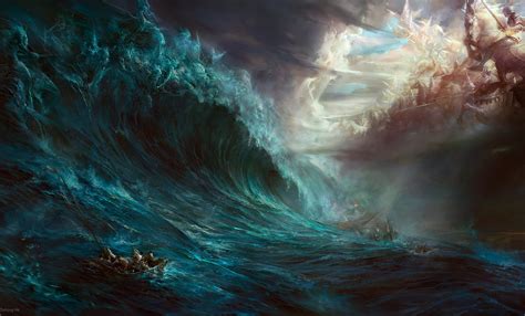 Boat War Sea Waves Storm Ship Magic Wallpaper Coolwallpapersme