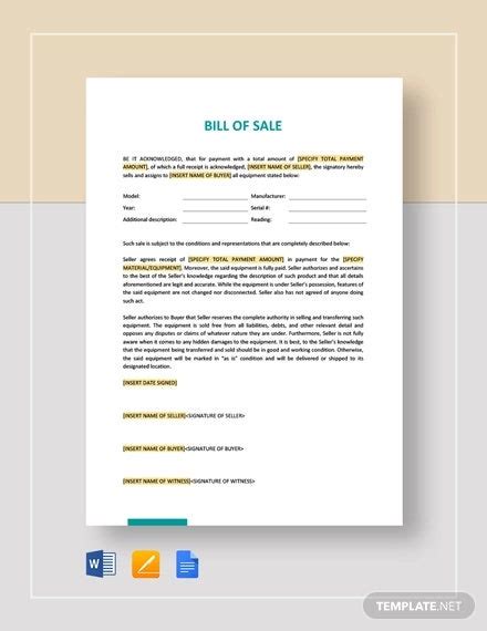 Business Bill Of Sale 7 Free Word Excel Pdf Format Download