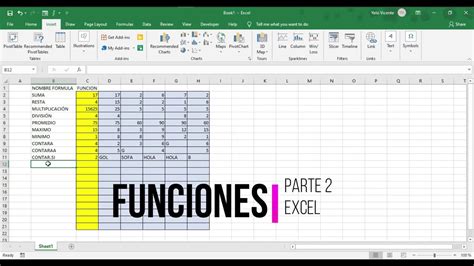 Funciones En Excel Parte Youtube