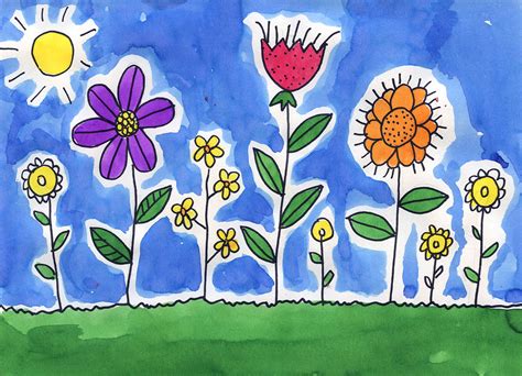 Flower Watercolor Painting Art Projects For Kids