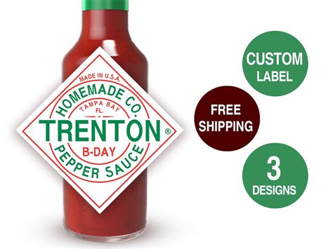 Custom Hot Sauce Label Personalize Text And Characters Etsy