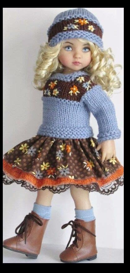 Handknit Sweater And Dress Set Made For Effner Little Darling Dolls