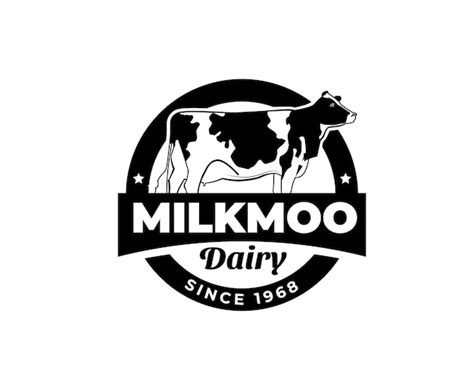 Premium Vector Dairy Farm Black And White Logo Badge Design Template