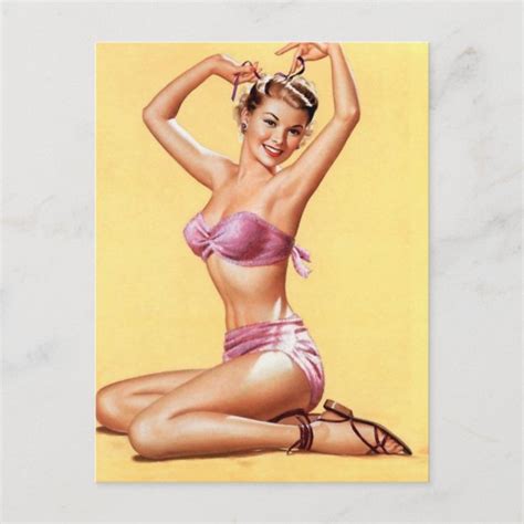 Vintage Pin Up Girl Art Postcard Zazzle