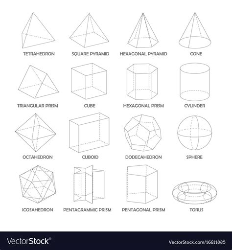 All Basic 3d Shapes Template Realistic Royalty Free Vector