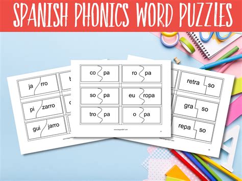 Spanish Phonics Word Puzzles Spanish Worksheets For Kids Etsy España