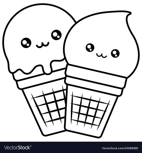 Cute Ice Creams Kawaii Characters Royalty Free Vector Image