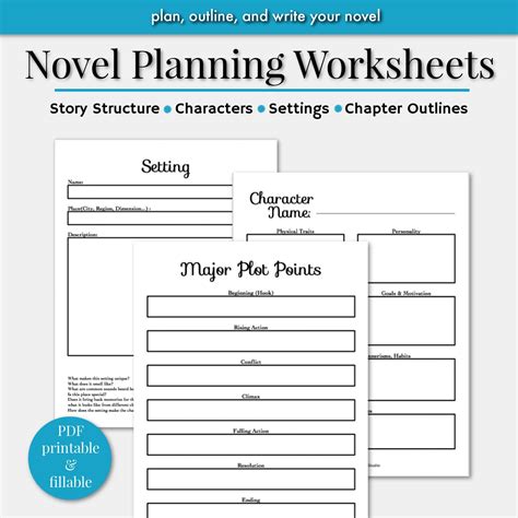 Novel Writing Worksheets/ Writing Planner/Novel Planner | Etsy