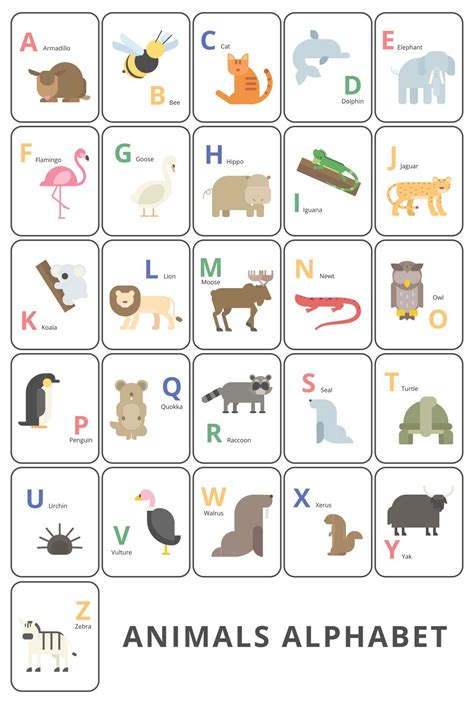 Animal Alphabet Flash Cards Printable Alphabet Flash Cards Printable