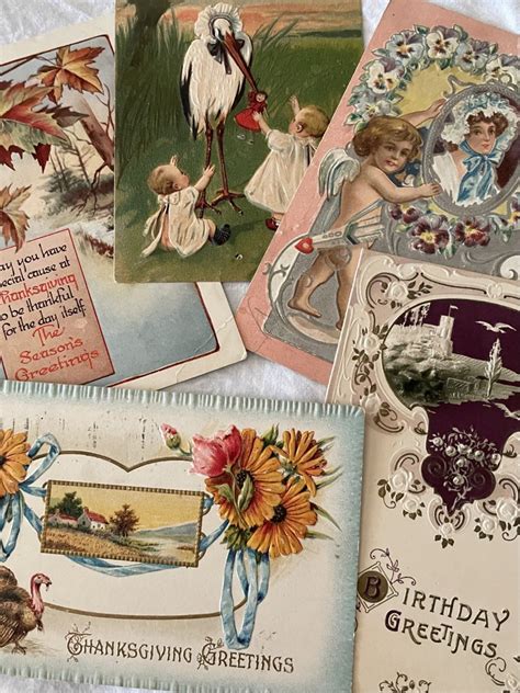 Vintage Victorian Greeting Cardsset Of 5 Charming Turn Of The Etsy