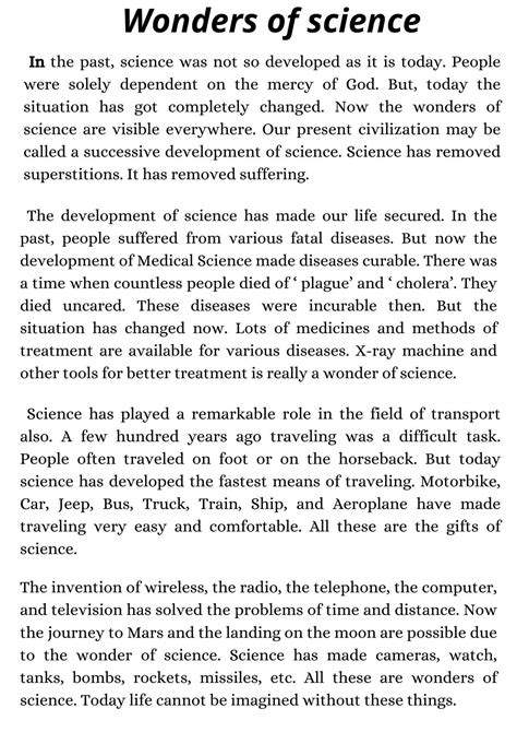 Wonders Of Science Essay In 200300500 Or 700 Words
