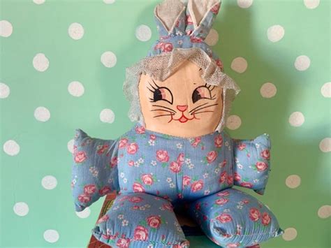 Vintage Stuffed Rabbit Easter Bunny With Oil Cloth Face And Etsy