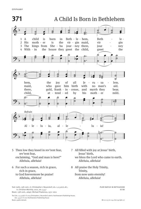 Christian Worship Hymnal 371 A Child Is Born In Bethlehem