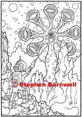 Coloring Adult Alien Sci Fi Monster sketch template