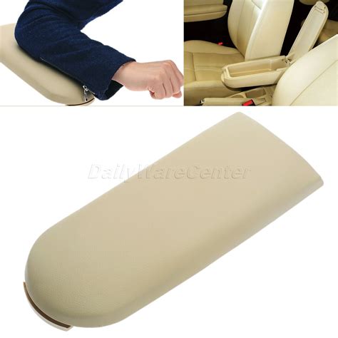 1pc Beige Pu Leather Center Console Latch Lid Armrest Storage Box Cover For Volkswagen Golf