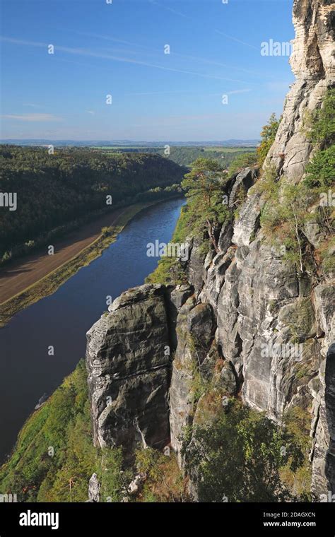 Elbe Breakthrough Through The Elbe Sandstone Mountains Germany Saxony