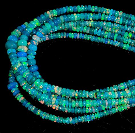 Natural Blue Ethiopian Opal Beaded Necklace Gemstone 33 To 42 Etsy