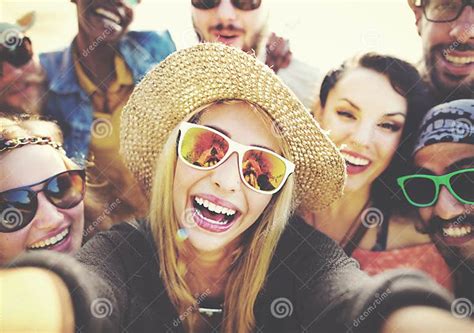 Diverse People Beach Summer Friends Fun Selfie Concept Stock Image