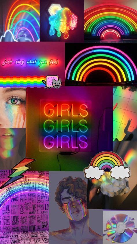 Neon Rainbow Aesthetic Wallpaper Collage Canvas Nexus