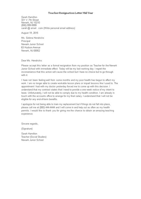 teacher resignation letter mid year how to write a teacher resignation letter mid year
