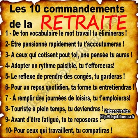 Les Commandements De La Retraite Humour Retraite Citation