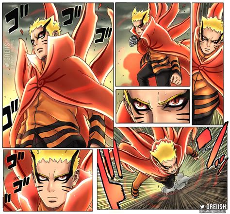 Naruto Baryon Mode Made This Collage Of Different Panels And Colored
