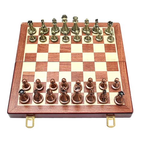 Chess Set Large Metal Deluxe Chess Retro Copper Plated Alloy Chess