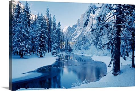 Snowy River In Yosemite National Park California Wall Art Canvas