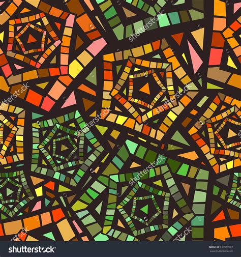 Seamless Mosaic Pattern For Textile Design Colorful Mix Pentagram