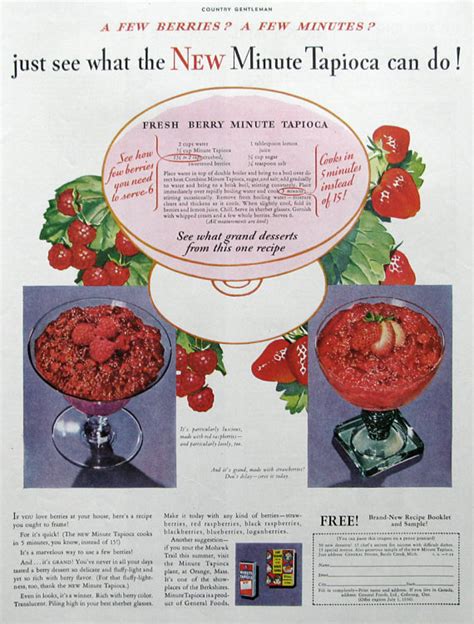 1935 Minute Tapioca Ad 1930s Kitchen Decor General Foods Etsy