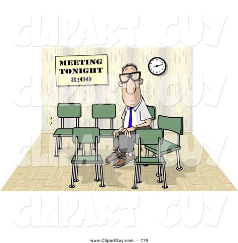 Clip Art Of A Lonely Businessman Sitting And Waiting By Himself At A
