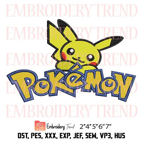 Pokemon Pikachu Embroidery Logo Pokemon Anime Embroidery Design File