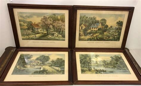 Lot 4 Antique Currier And Ives Prints