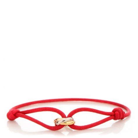 Cartier K Pink Yellow White Gold Trinity Cord Bracelet Red Fashionphile