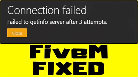 How To Fix Fivem Connection Failed Failed To Connect To Server After Attempts Error Youtube