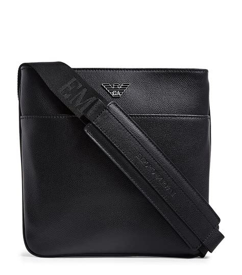 Emporio Armani Leather Cross Body Bag In Black For Men Lyst