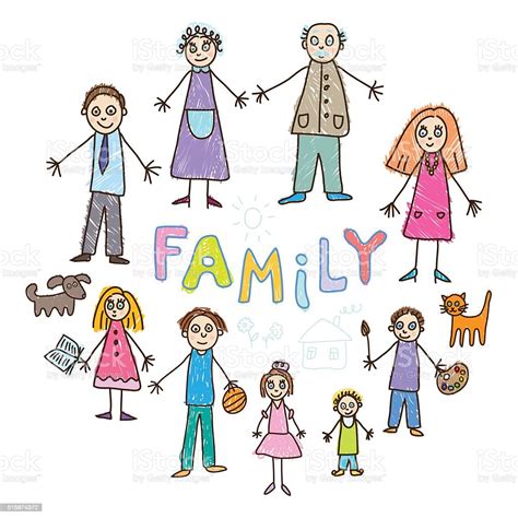 Los Niños De Dibujo La Familia Illustracion Libre De Derechos 515974372