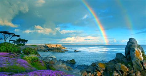 Rainbow Over Rocky Coast